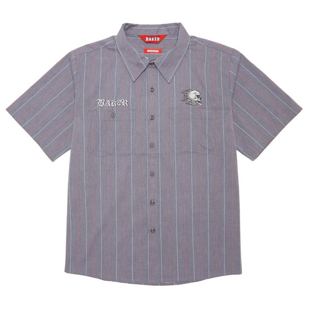 Baker - Torqued Pins Work Shirt Grey Pinstripe.