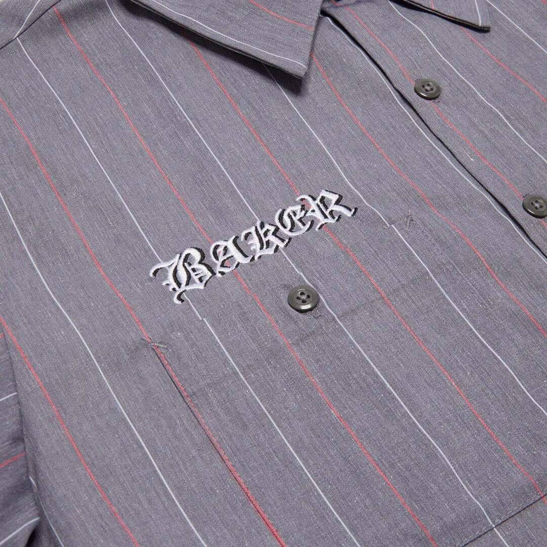 Baker - Torqued Pins Work Shirt Grey Pinstripe.