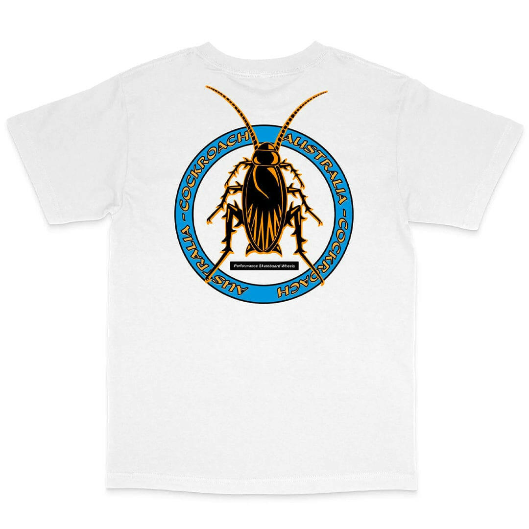 Cockroach - Classic Roach Tee White/Orange/Blue.