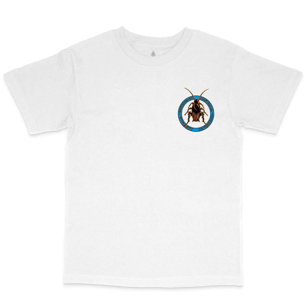 Cockroach - Classic Roach Tee White/Orange/Blue.