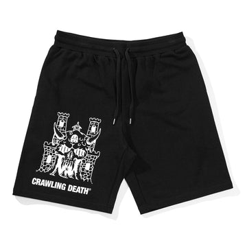 Crawling Death - Castle Fleece Shorts Black.