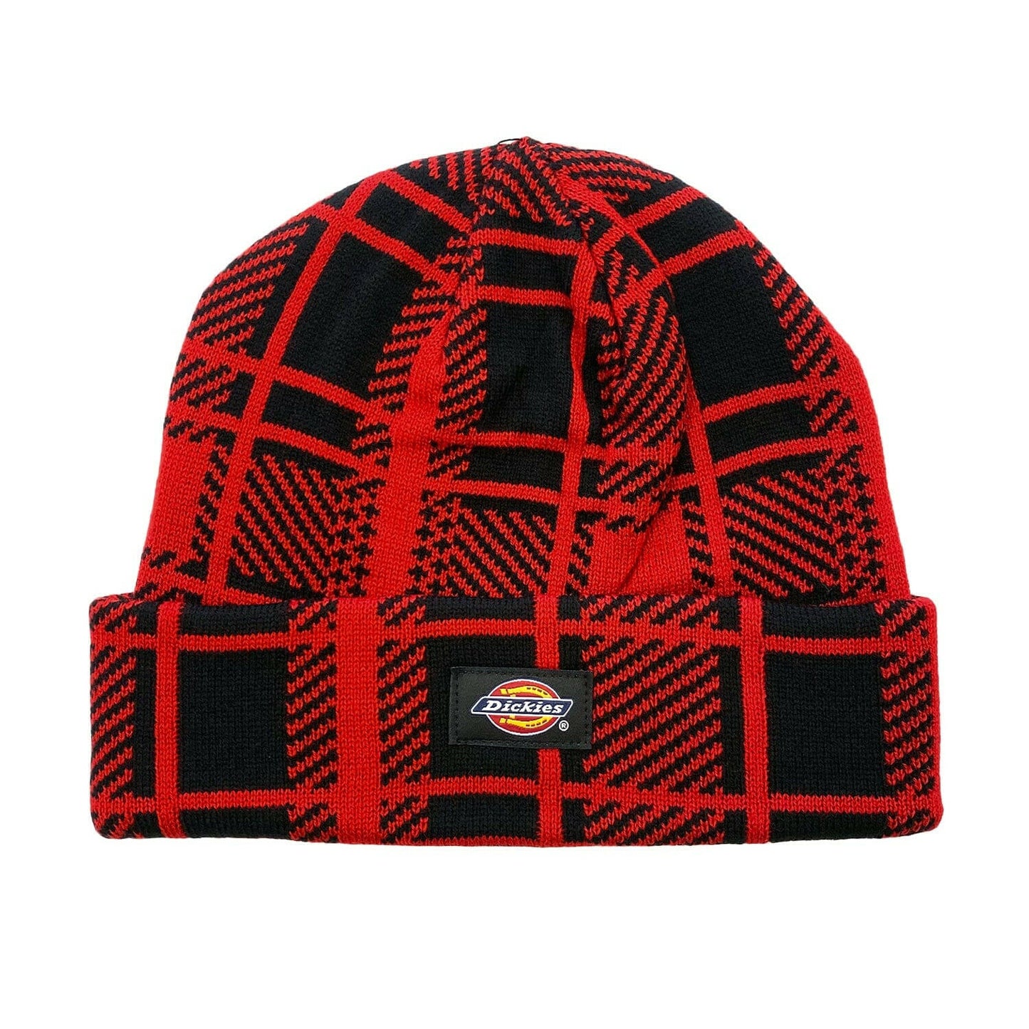 Dickies - Classic Label Plaid Beanie Red.