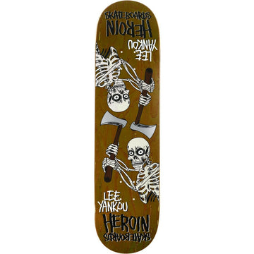 Heroin - Lee Yankou Axe Skeletons Symmetrical 8.25 Skateboard Deck.