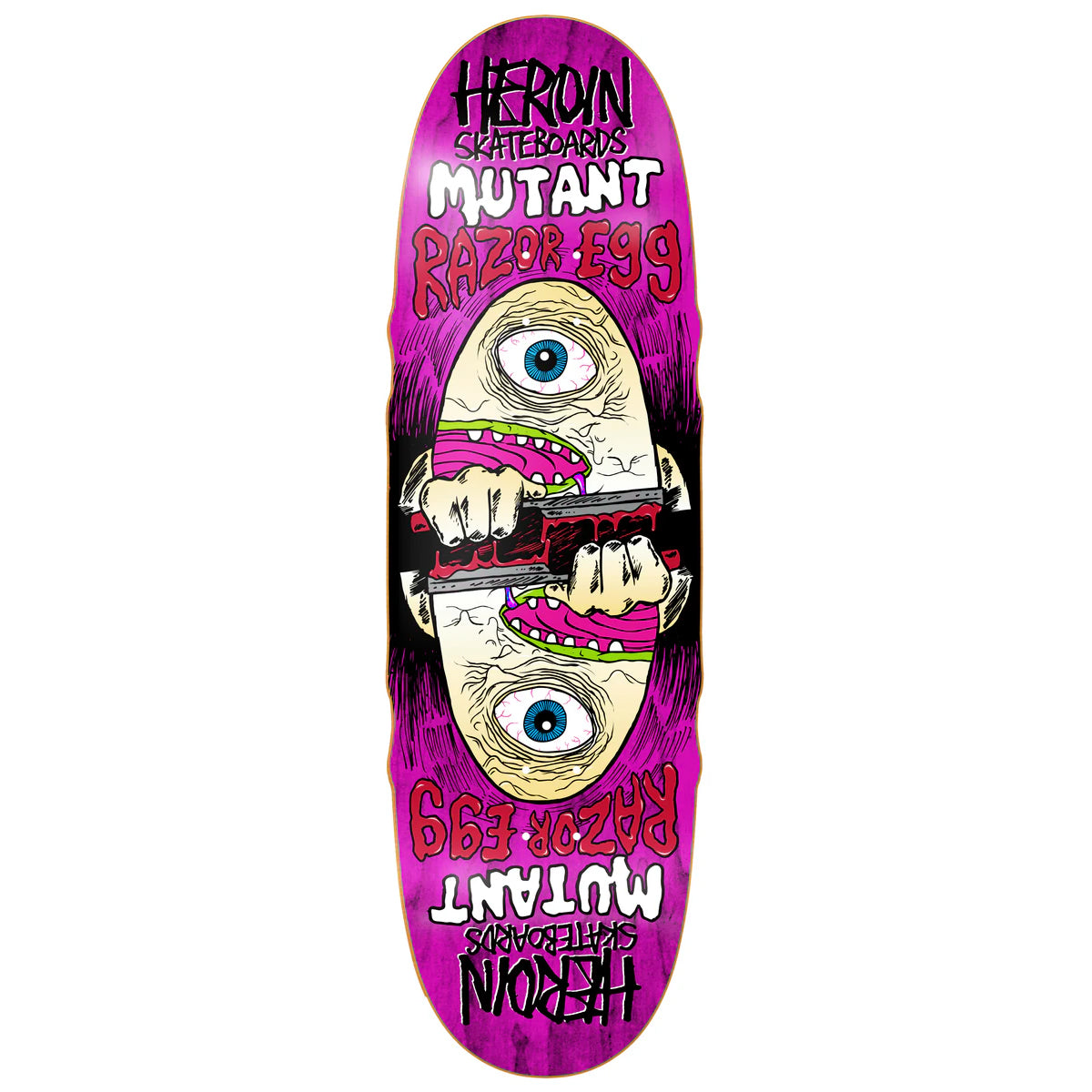 Heroin - Mutant Razoregg Purple 9.5 Skateboard Deck.