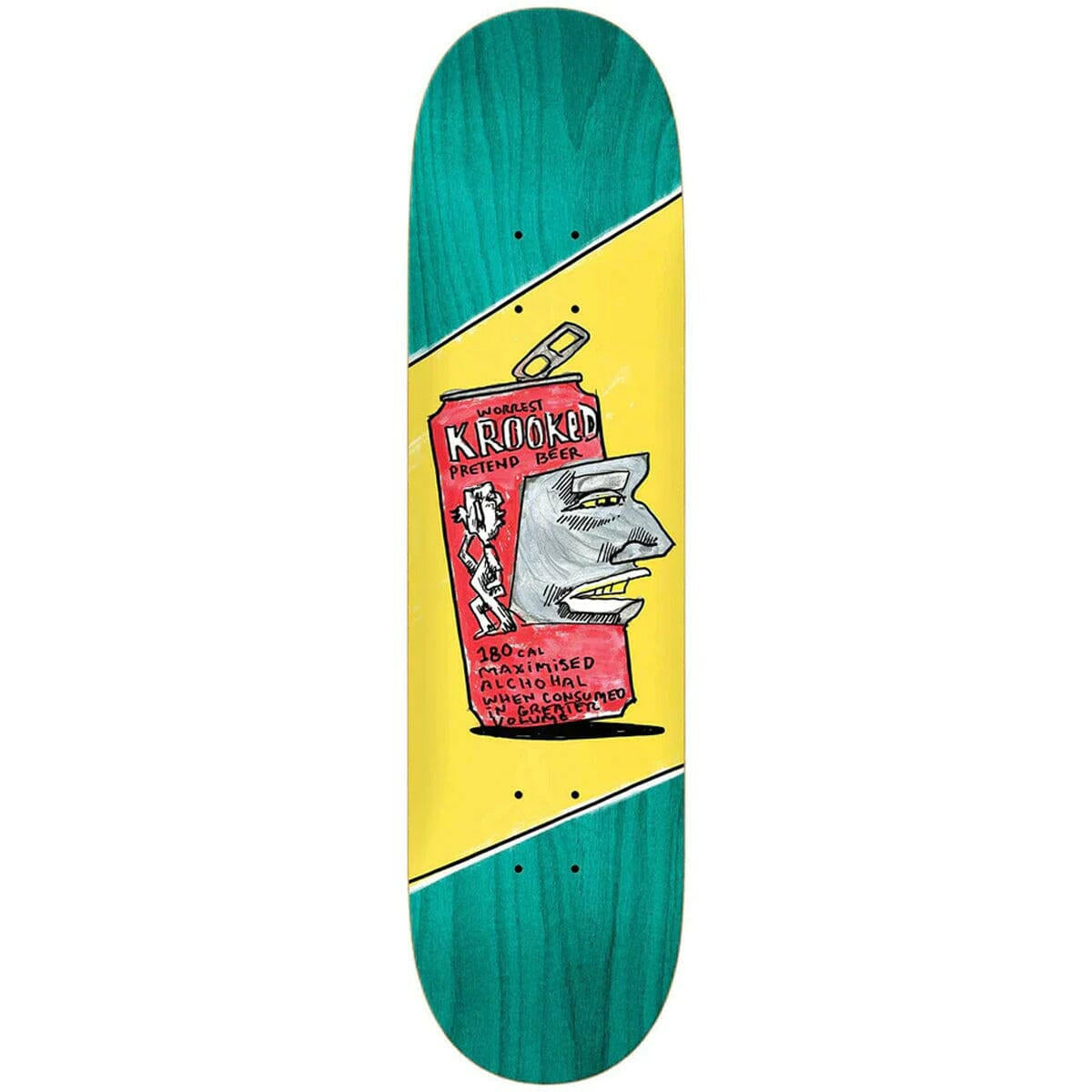 Krooked - Bobby Worrest Pretend Beer Turquoise 8.75 Skateboard Deck.