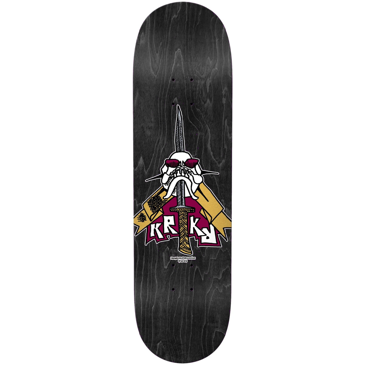 Krooked - Team Skull Sword Black 8.75 Skateboard Deck.