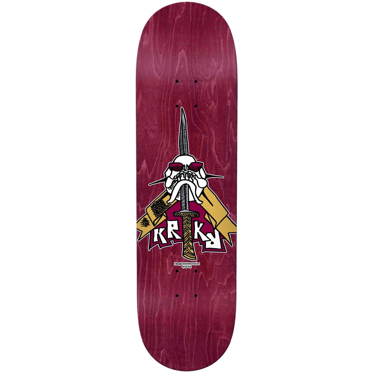 Krooked - Team Skull Sword Maroon 8.75 Skateboard Deck.
