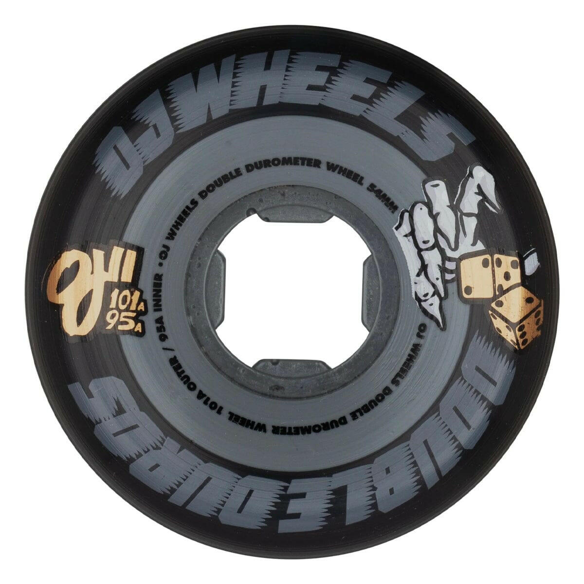 OJ - Double Duro Black/Grey 54MM 101A/95A Skateboard Wheels.