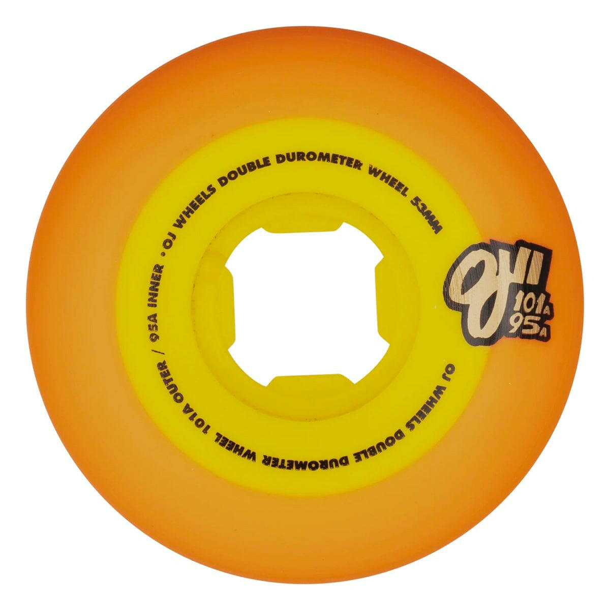 OJ - Double Duro Orange/Yellow 53MM 101A/95A Skateboard Wheels.
