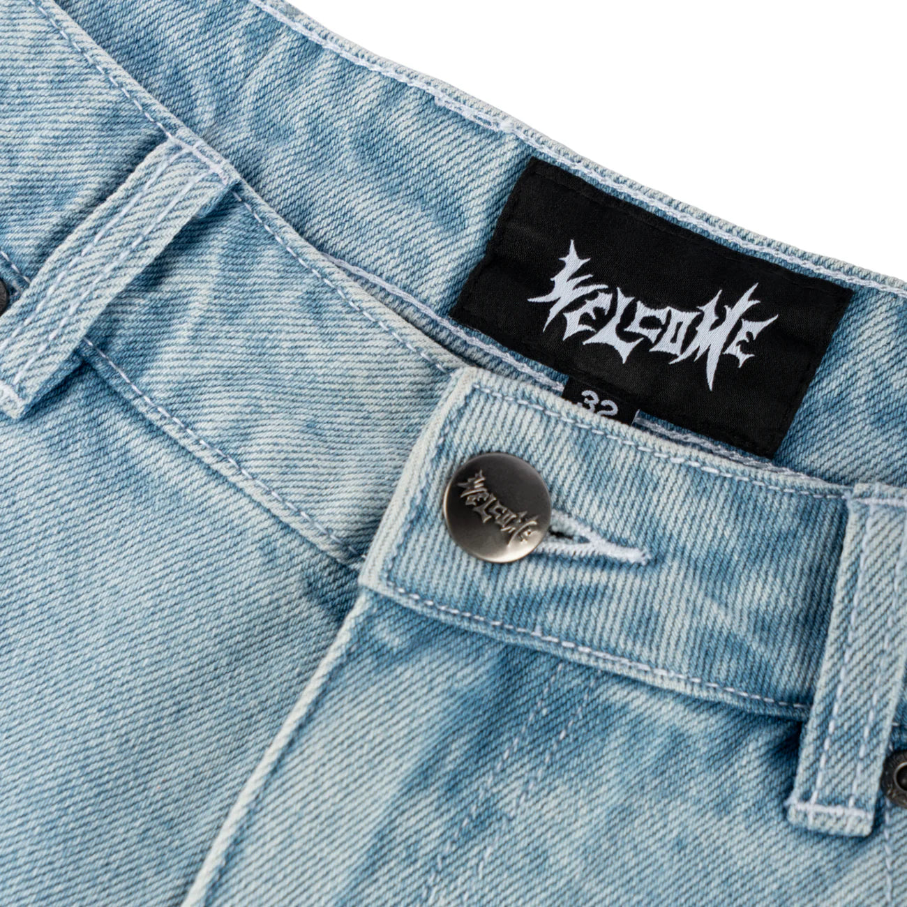 Welcome - Linger Baggy Denim Shorts Washed Blue.