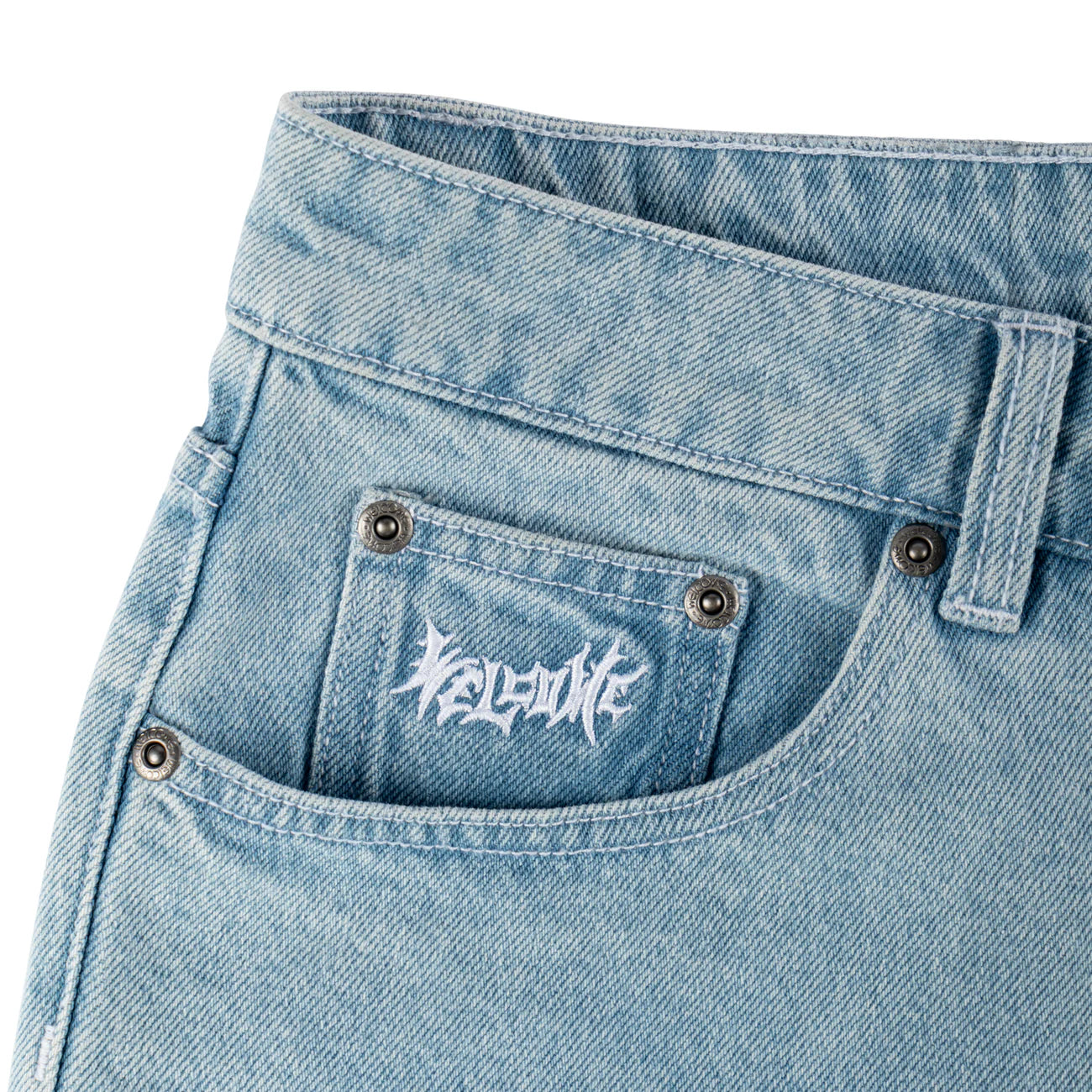 Welcome - Linger Baggy Denim Shorts Washed Blue.