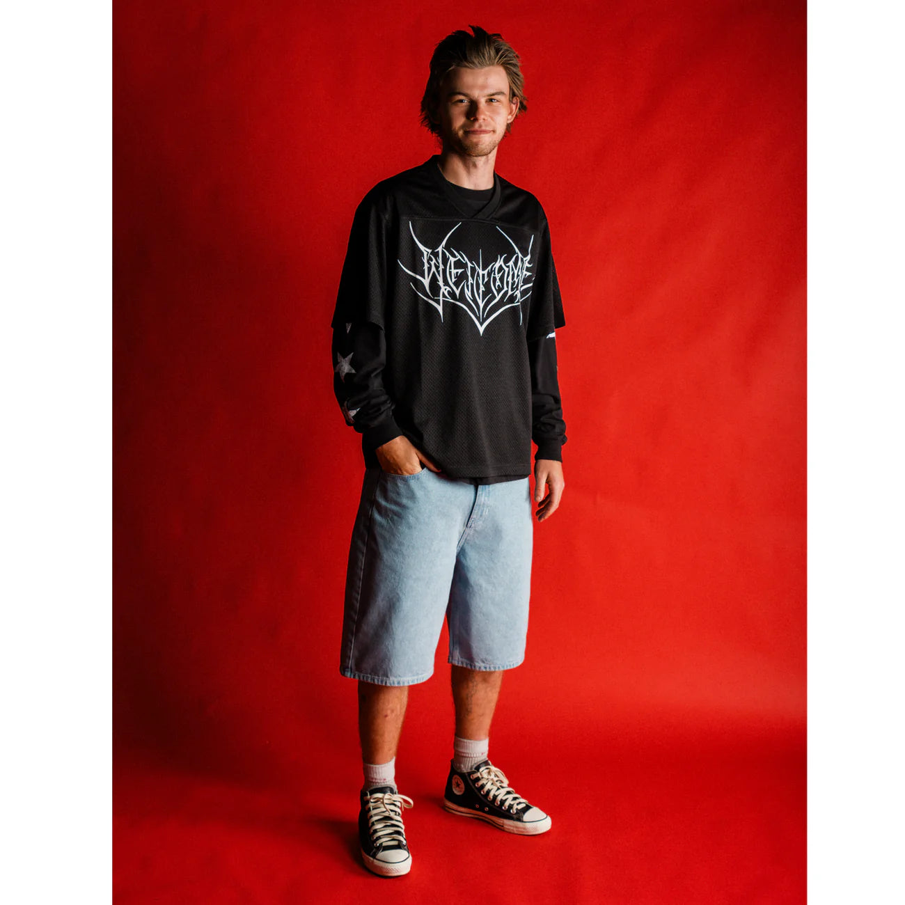 Welcome - Linger Baggy Denim Shorts Washed Blue.