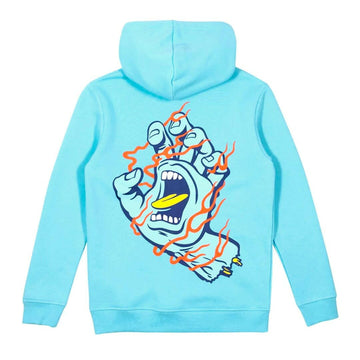 Santa Cruz - OS Inferno Strip Hand Youth Hoodie Turquoise.