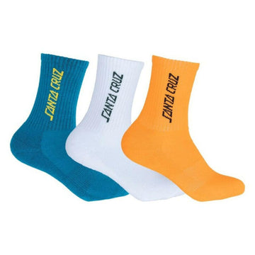 Santa Cruz - Solid Strip Crew 3 Pack Youth Socks.