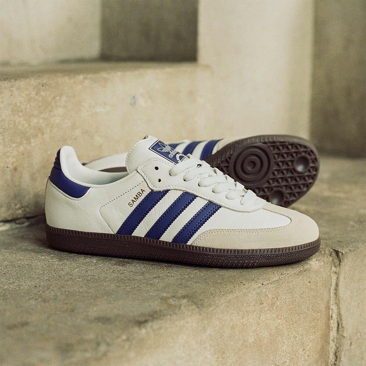 Adidas Samba Adv Shoes in White, Purple & Gold