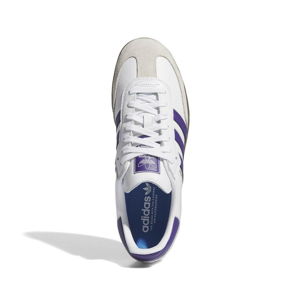 Adidas Samba Adv Shoes in White, Purple & Gold