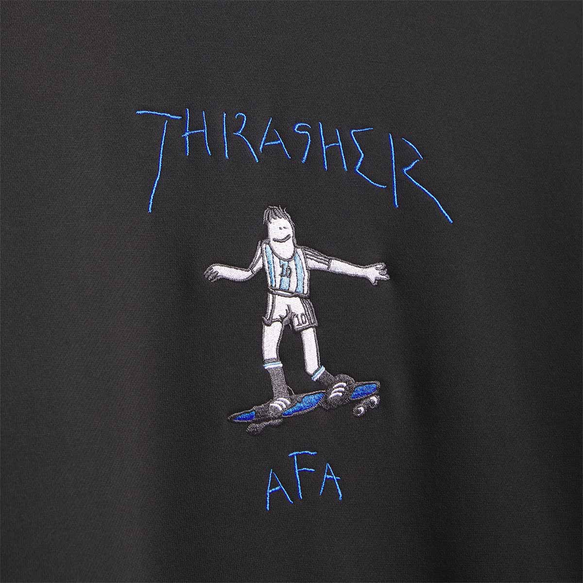 Adidas Thrasher X Argentina Crew Black Front Detail