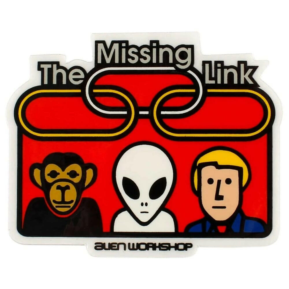 Alien WorkShop AWS The Missing Link Skateboard Sticker 2.1in X 1.7in NOS AWS4
