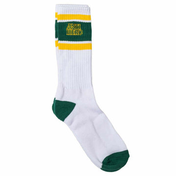 Anti Hero - Black Hero Outline Socks White/Dark Green/Gold.