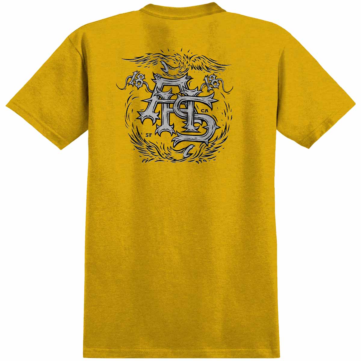Anti Hero Customs Tee Heather Mustard Back