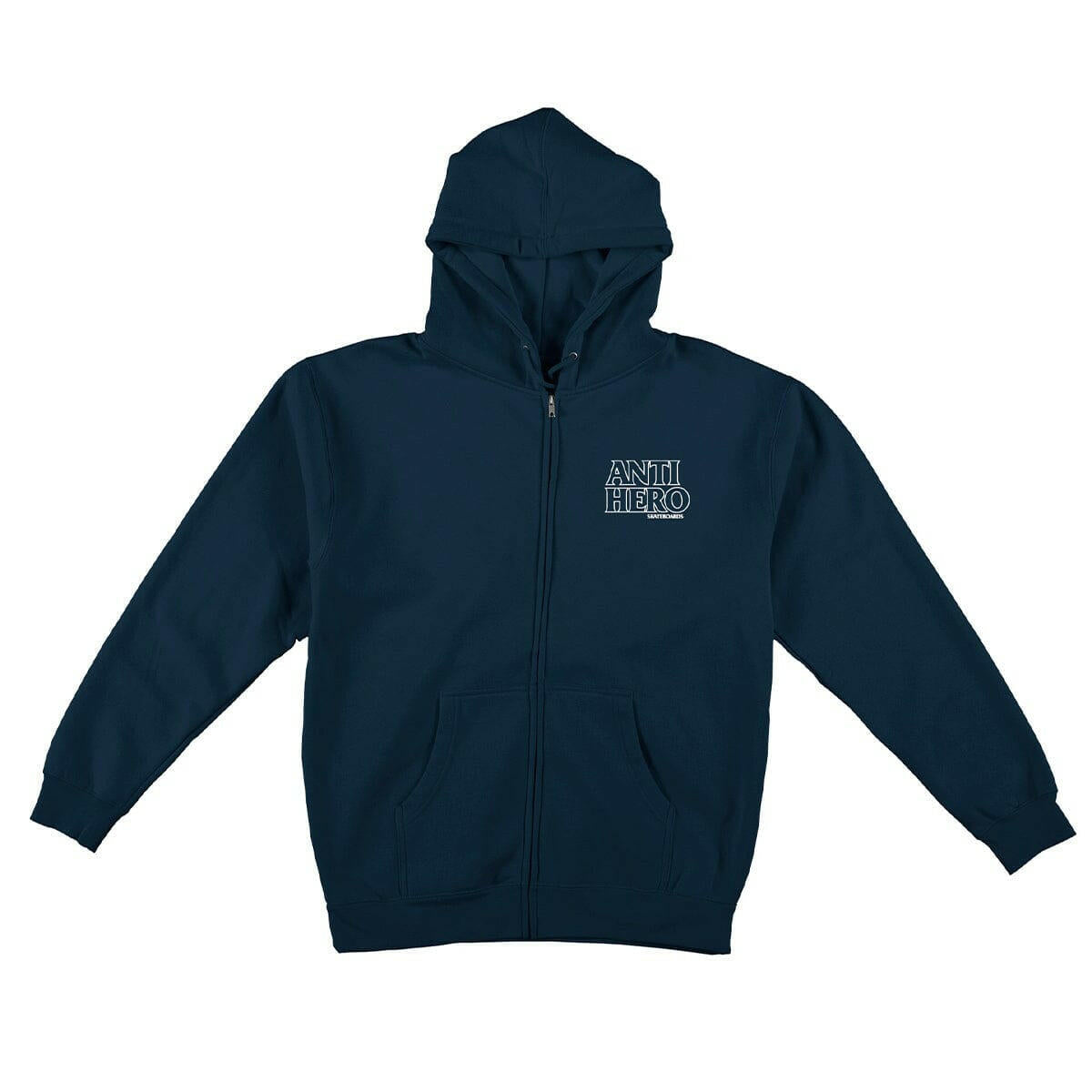 Anti Hero - Lil Black Hero Outline Emb Zip Hood Navy.