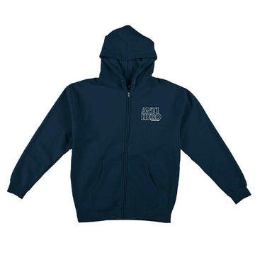 Anti Hero - Lil Black Hero Outline Emb Zip Hood Navy.