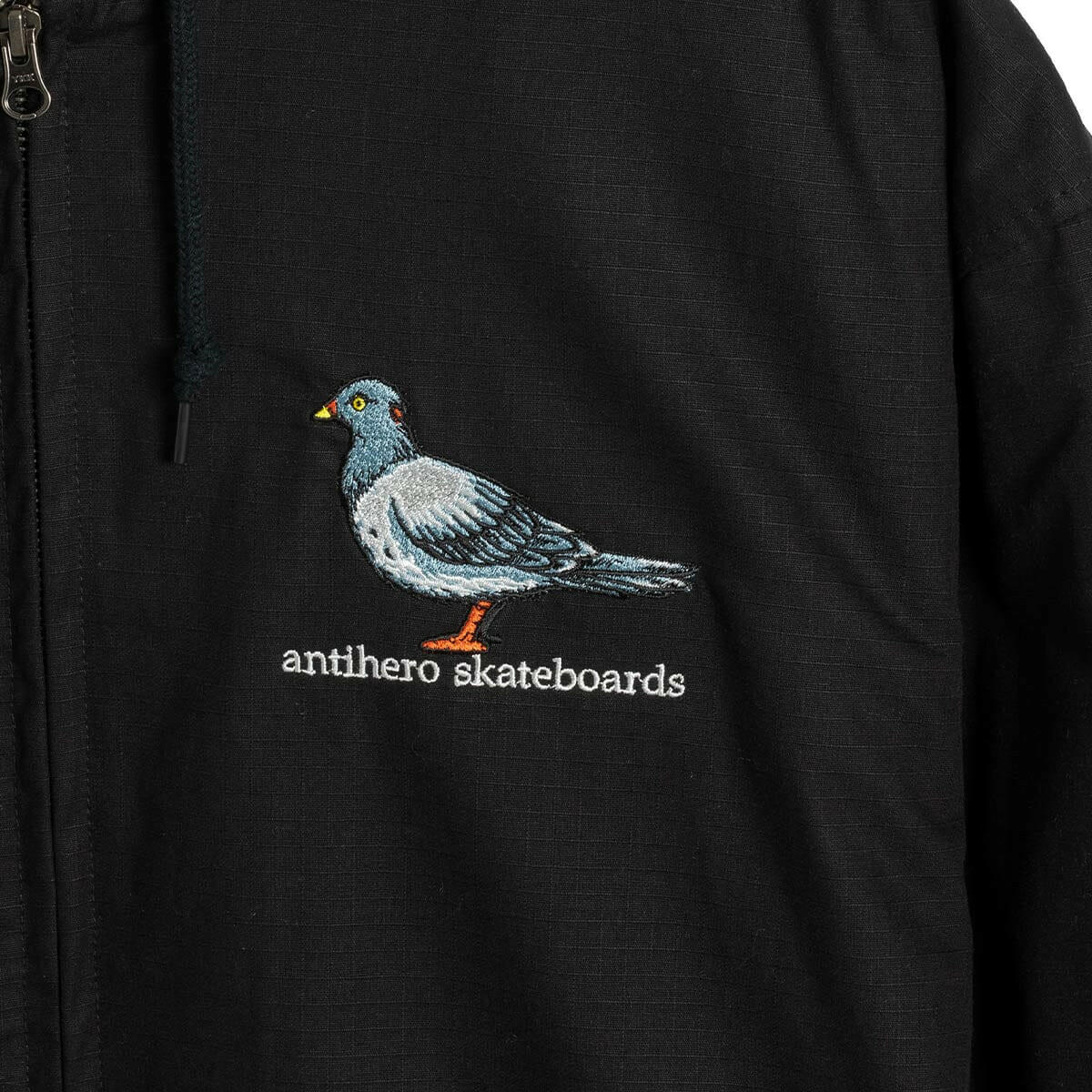 Anti Hero - Lil Pigeon Ripstop Hooded Jacket Black.
