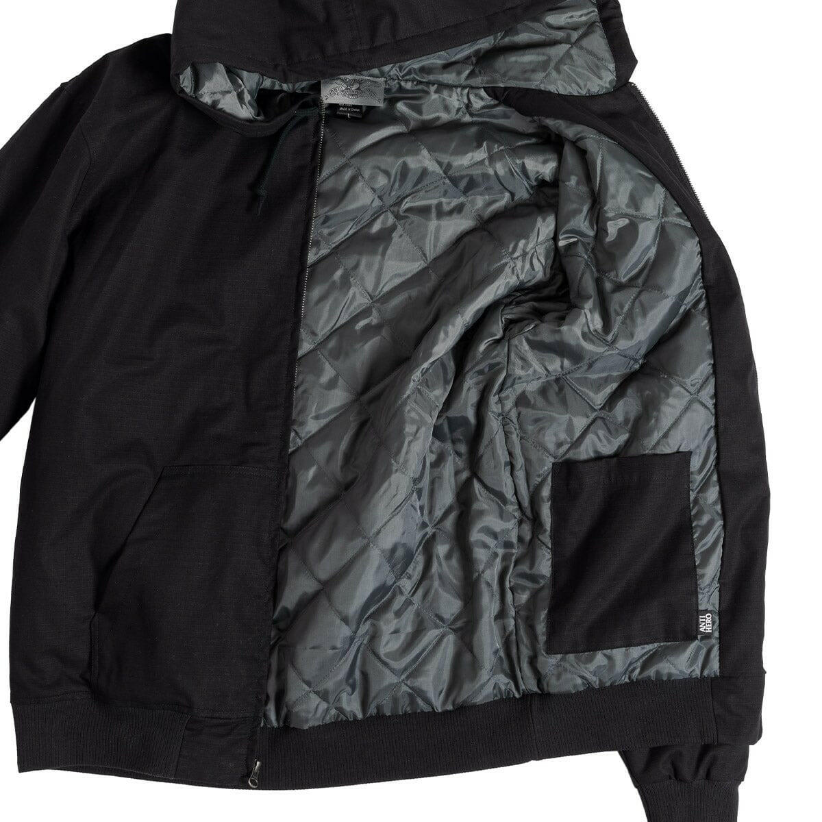 Anti Hero - Lil Pigeon Ripstop Hooded Jacket Black.