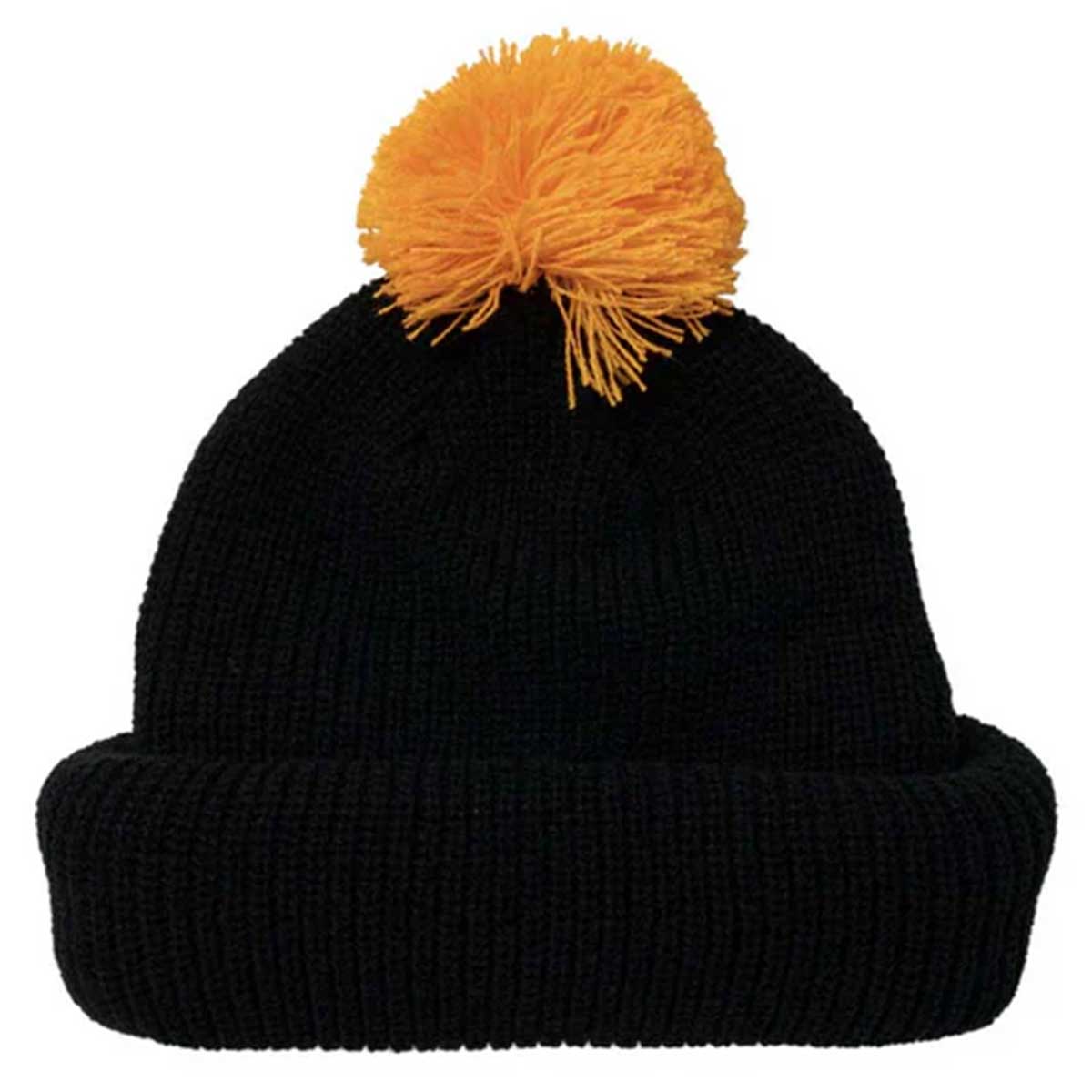 Anti Hero Pomski Knit Balaclava Black/Orange Rolled Up