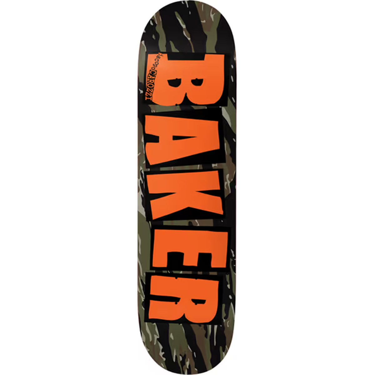 Baker Jacopo Carozzi Brand Logo Tiger Stripe Twin 8.38 Skateboard Deck