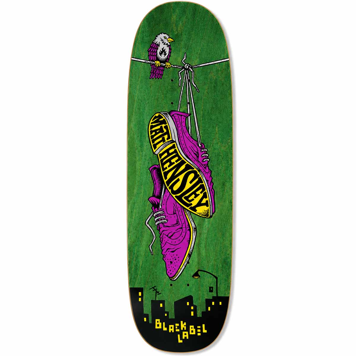 Black Label Matt Hensley Wingtips Green 9.5 Skateboard Deck