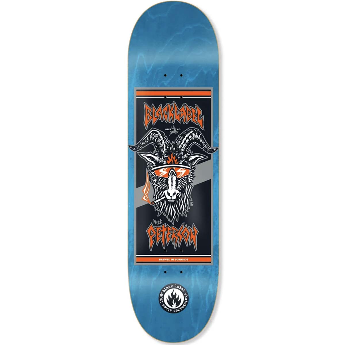 Black Label Nick Peterson Burnside Brew Blue Skateboard Deck