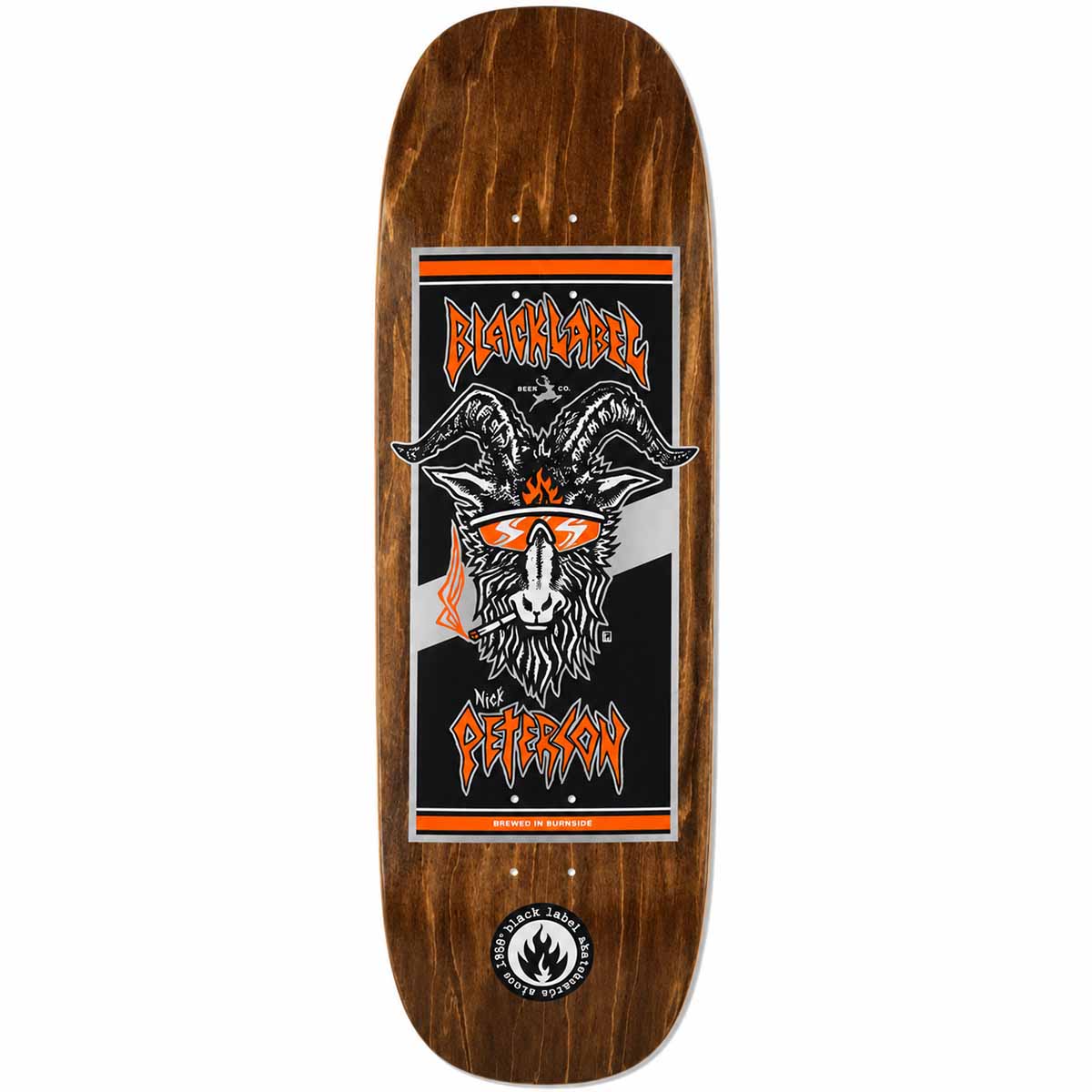 Black Label Nick Peterson Burnside Brew Brown 9.5 Skateboard Deck