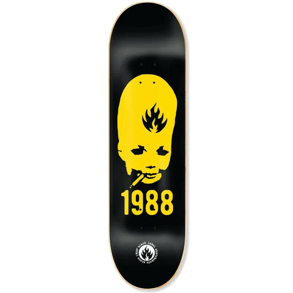 Black Label Thumbhead Yellow Skateboard Deck.