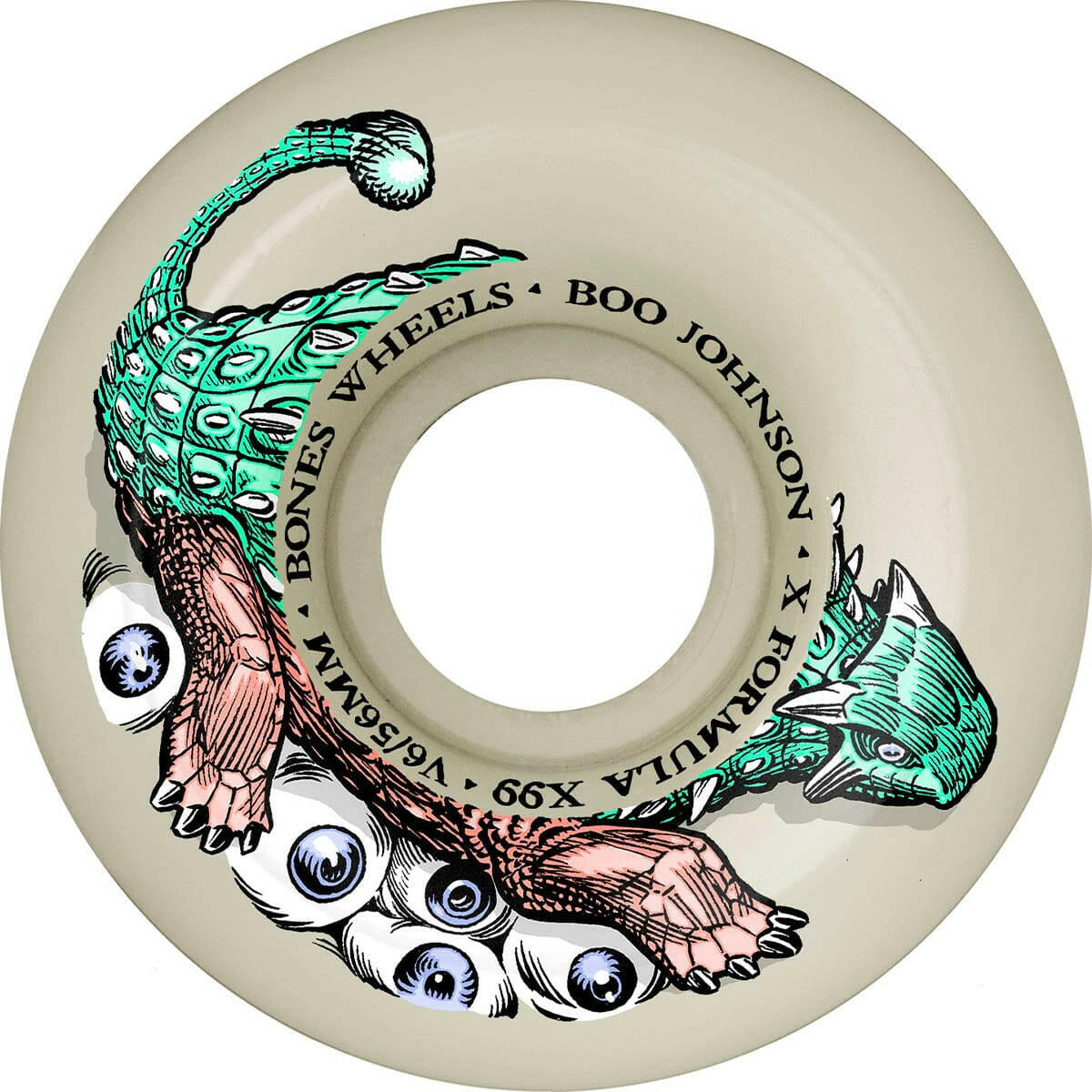Bones - XF Boo Dino-Sortas 54MM 99A V6 Wide-Cut Skateboard Wheels.
