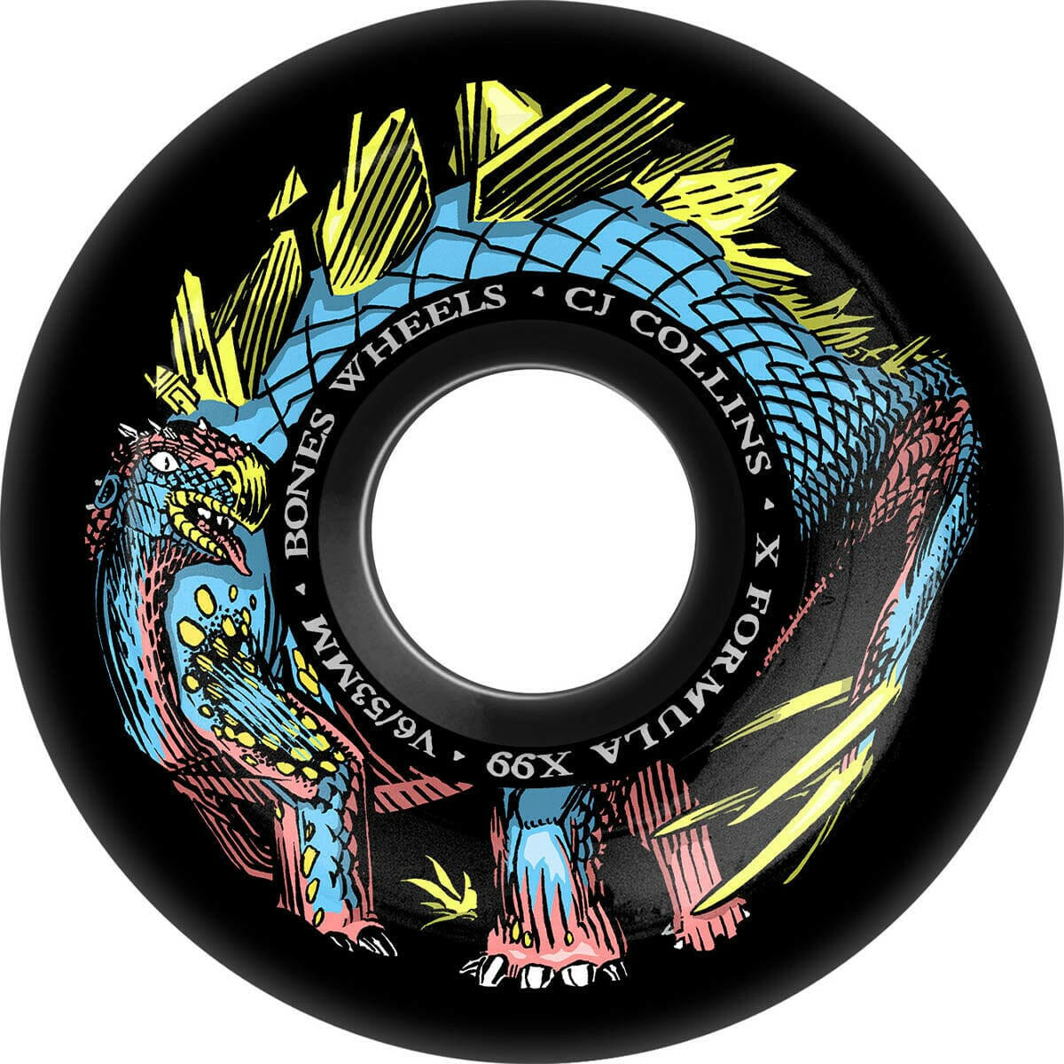 Bones - XF Collins Dino-Sortas 53MM 99A V6 Wide-Cut Skateboard Wheels.