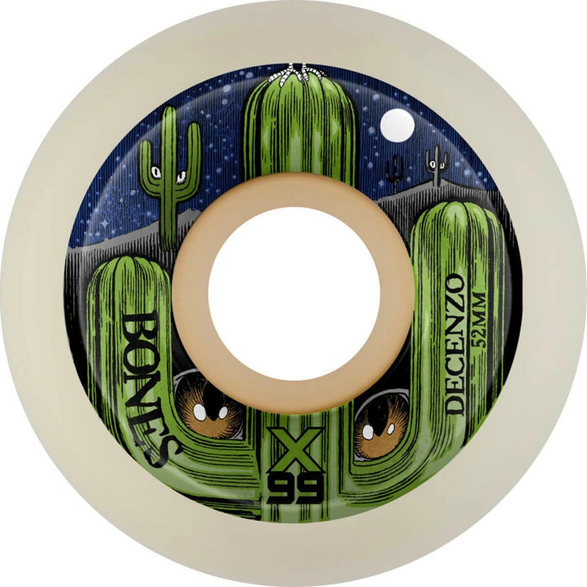 Bones - XF Decenzo Cat Eye Cacti 52MM 99A V5 Sidecut Skateboard Wheels.