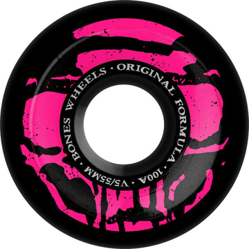 Bones - Mummy Skulls Black 55MM 100A V5 Side-Cut Skateboard Wheels.