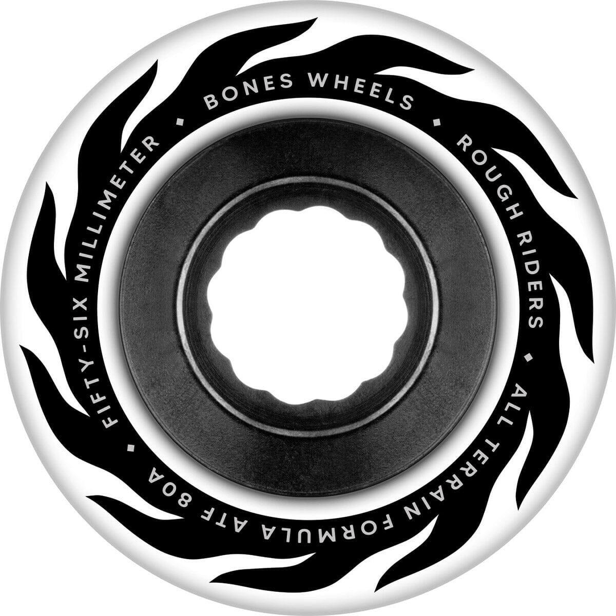 Bones - Rough Riders Eternal Flame White 56MM 80A ATF Skateboard Wheels.