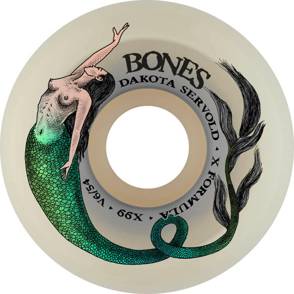 Bones - XF Servold Mermaid 54MM 99A V6 Wide-Cut Skateboard Wheels.