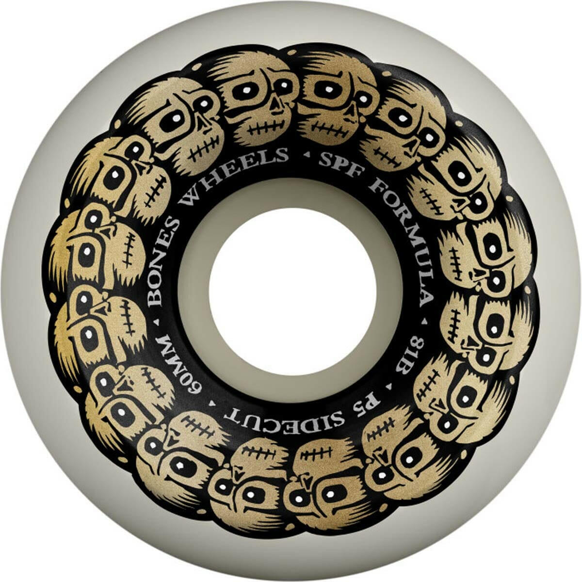 Bones - Circle Skulls 60MM 81B P5 Sidecut SPF Skateboard Wheels.
