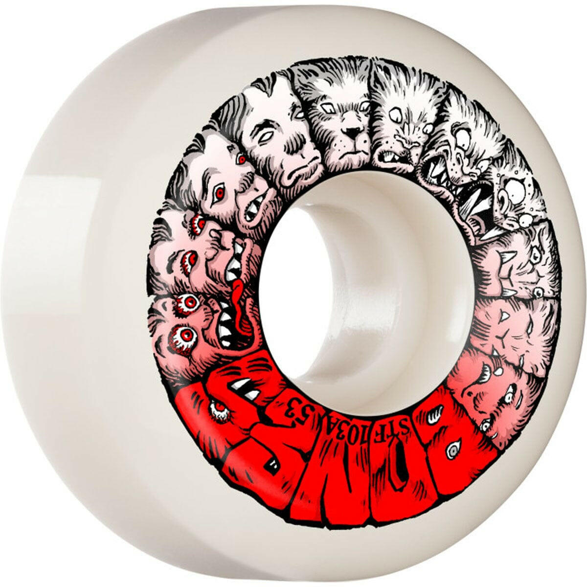 Bones - Weird Wolf 53MM 103A V5 Sidecut STF Skateboard Wheels.