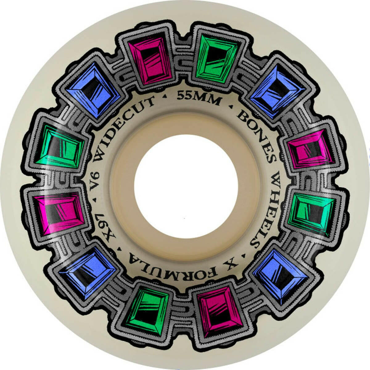 Bones - XF Dial Of Destiny 55MM 97A V6 Wide-Cut Skateboard Wheels.