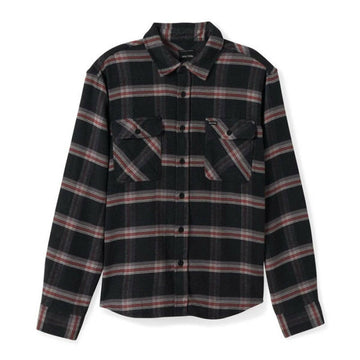 Brixton - Bowery Stretch Water Resistant Flannel Black/Charcoal/Barn Red.