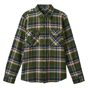 Brixton - Bowery Flannel Cypress Green/Washed Navy/White.