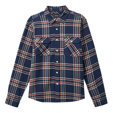 Brixton - Bowery Flannel Washed Navy/Off White/Terracotta.
