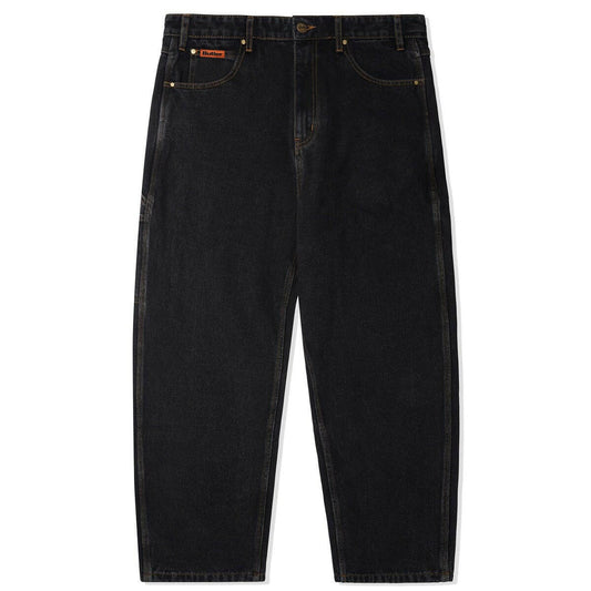 Butter Goods Baggy Denim Jeans Washed Black Front.