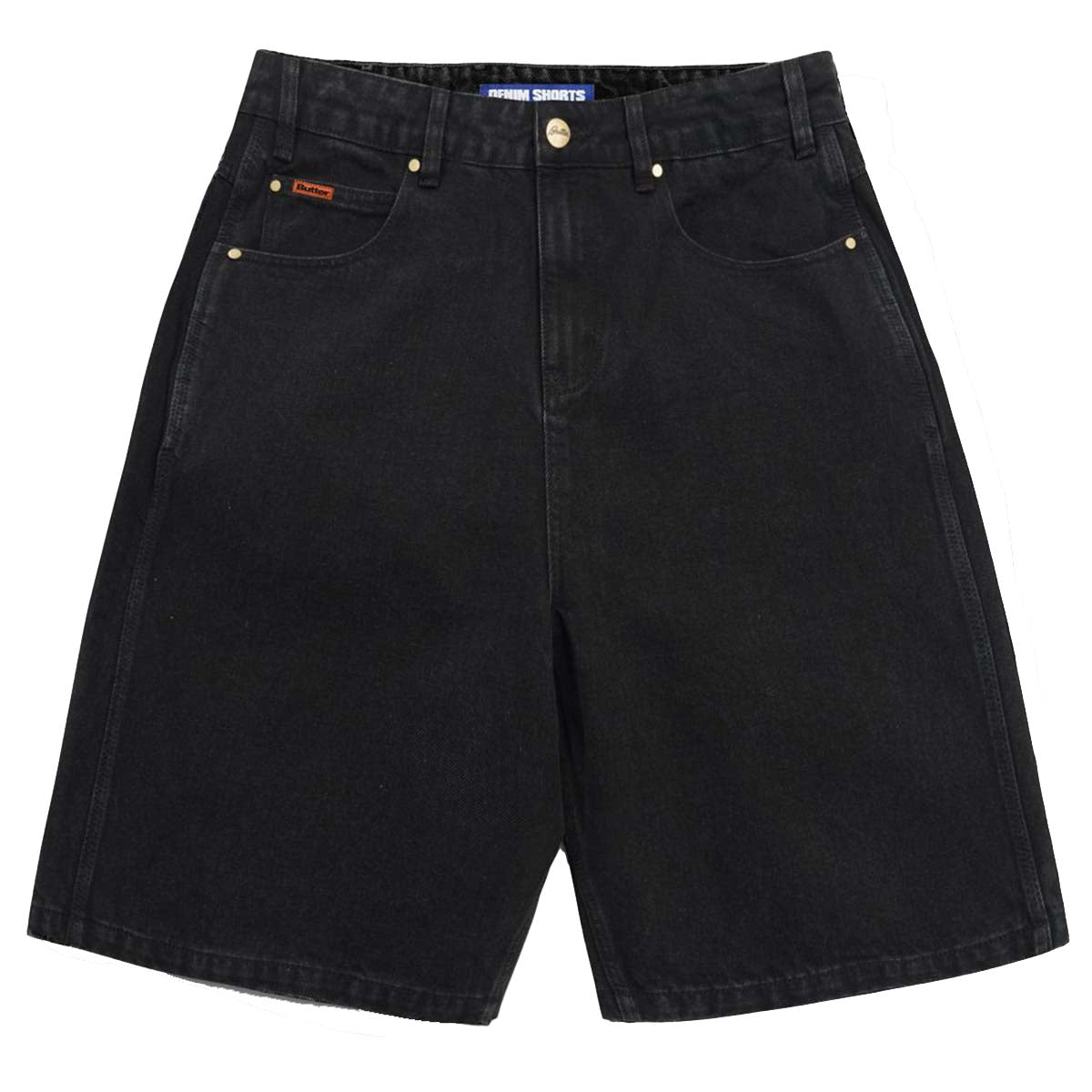 Butter Goods Baggy Denim Shorts Flat Black Front