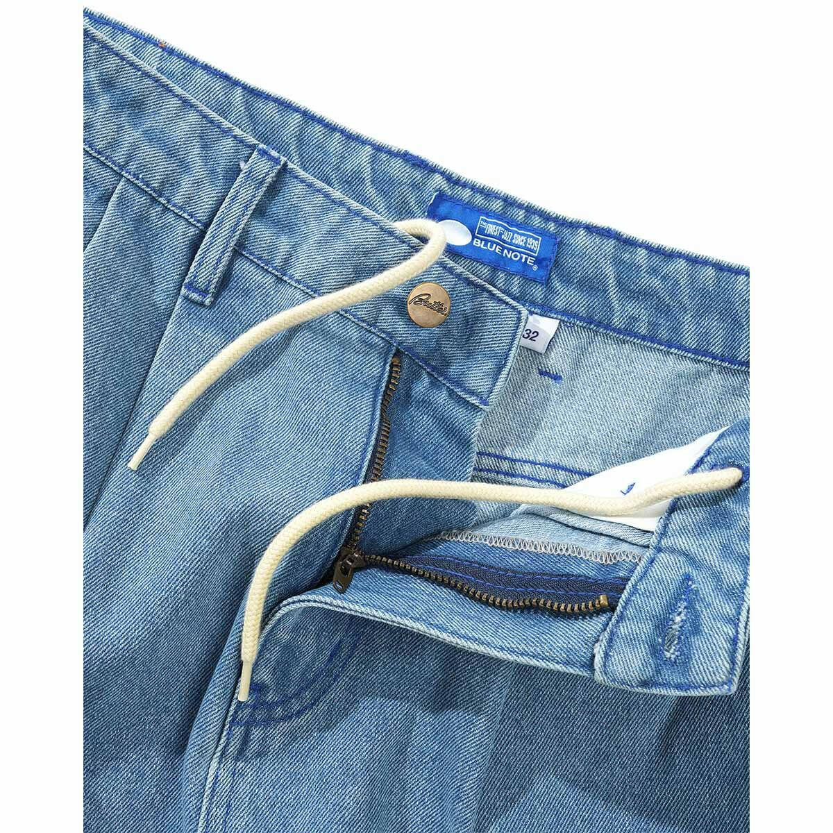 Butter Goods - Blue Note Pleated Denim Jeans Washed Indigo.