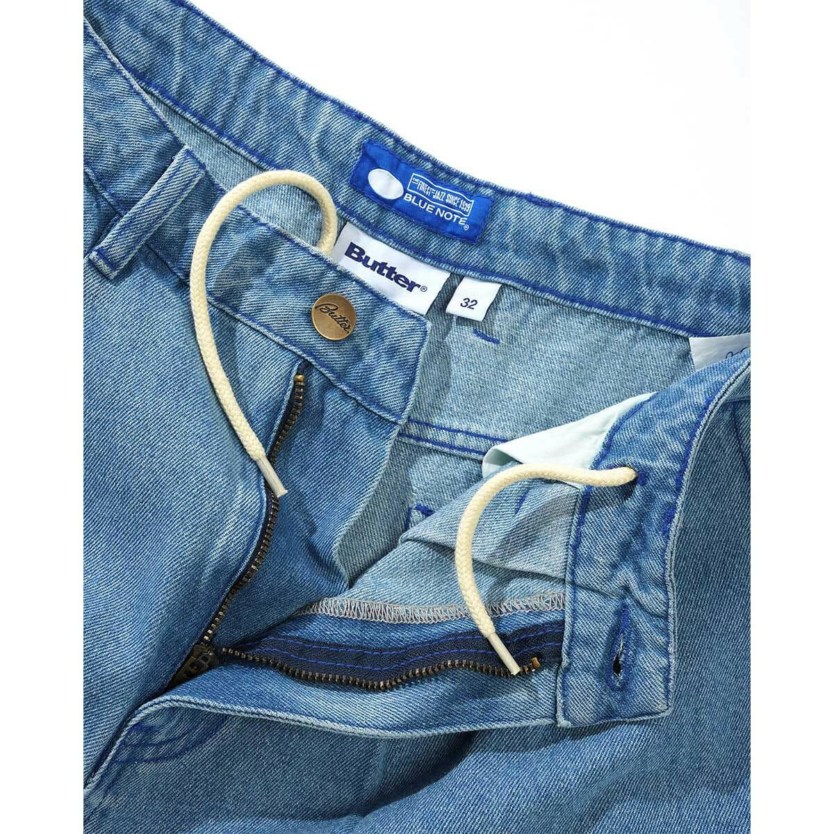 Butter Goods - Blue Note Pleated Denim Shorts Washed Indigo.